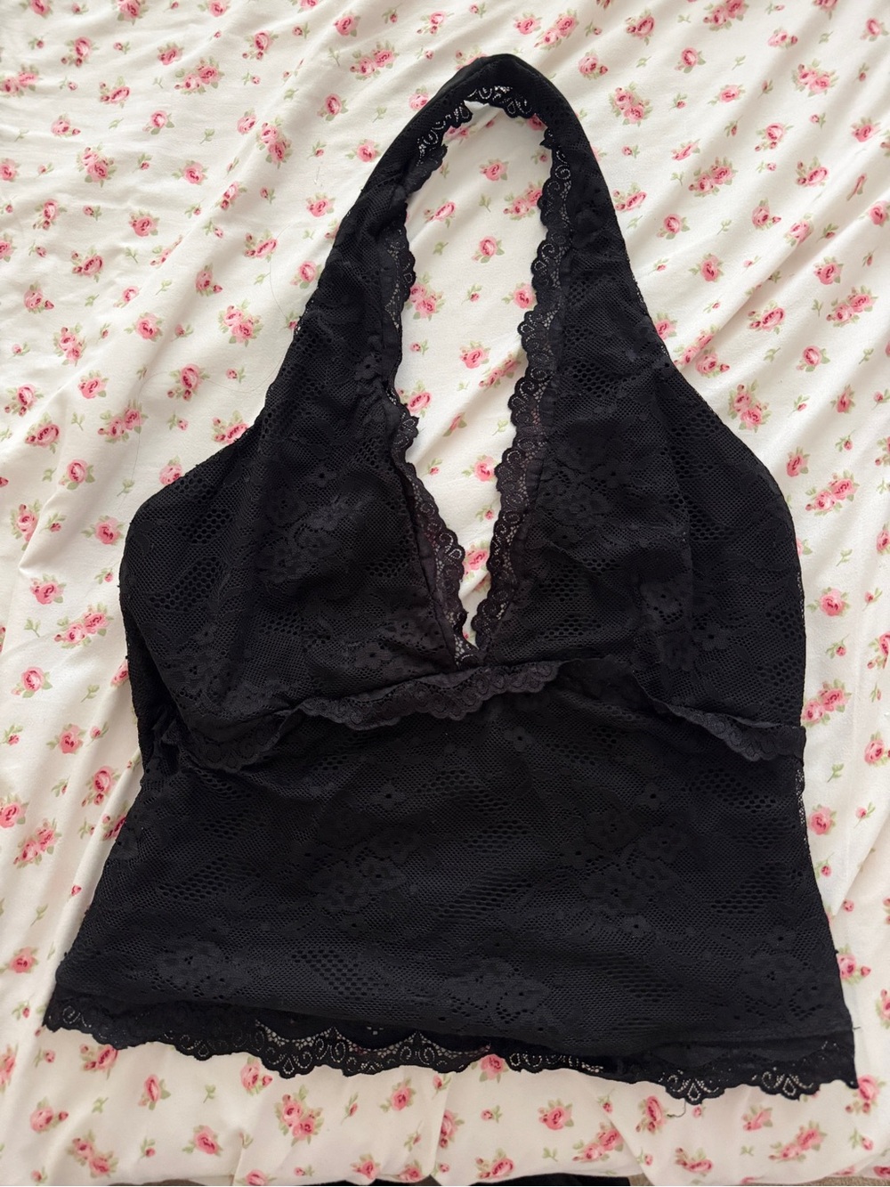 ReoRia Black Lace Halter Bandeau Bralette